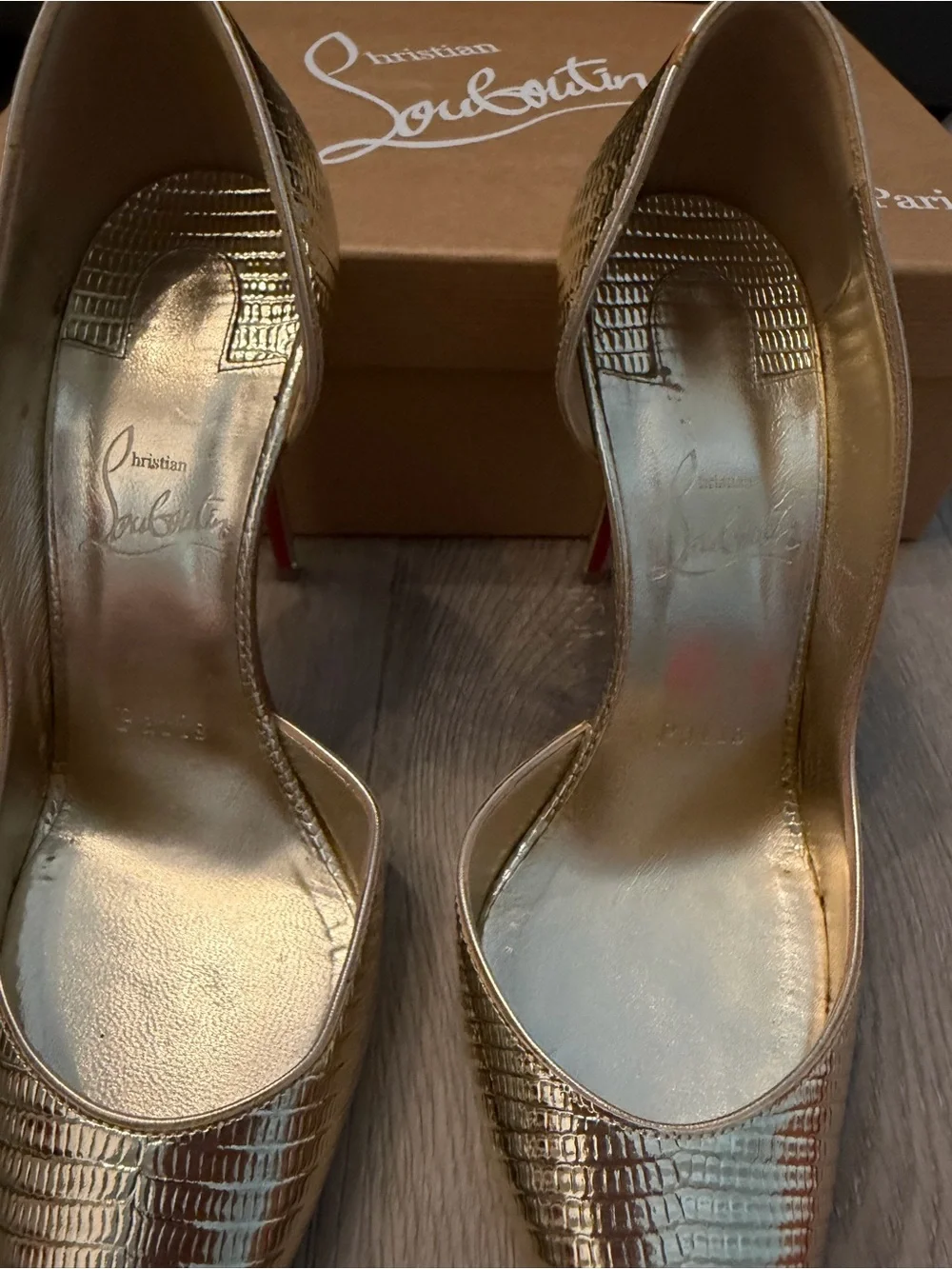 Christian Louboutin Lizzy Metallic Gold Pointed-Toe Stiletto Pumps